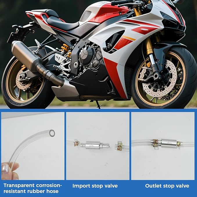 2 Pack Brake Bleeder Hose, One Way Check Valve Tube, Aluminum Body, Flexible Clear Tube, Bleeding Tool Kit Universal for Motorcycle Car