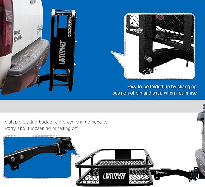 Anti-Abrasion Hitch Cargo Carrier 57"X21"X6",Trailer Rack Mount Steel with High Side Rails for RV's,Trucks,SUV,Vans,Cars 2" Receiver 500lb,Black