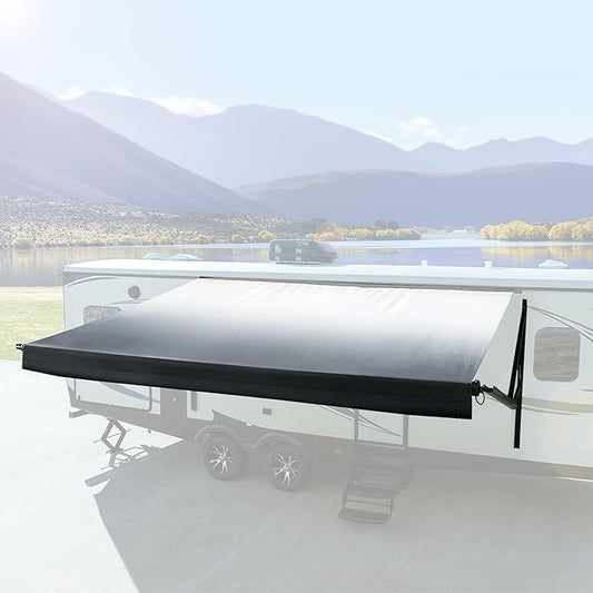 RecPro RV Awning Fabric Replacement Heavy Duty 16 oz. Weatherproof Vinyl | Universal Camper Awning Replacement for RV, Trailer, Motorhome | Charcoal Fade, 19' (Fabric 18'1")