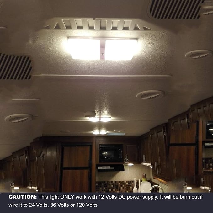 Facon Square RV Motion Sensor Light - 7W 500LM Cool White (4000K) 12V Interior Lighting, Double Dome LED Ceiling Lights for RV Bathroom Hallway Camper Boat