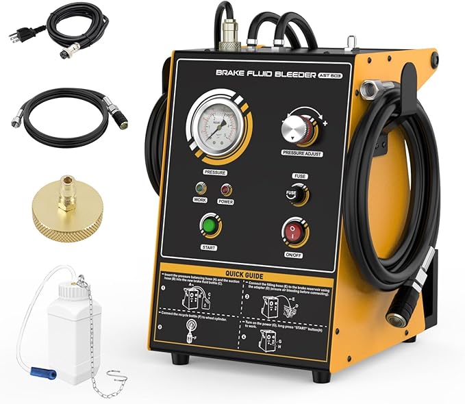 Automatic Brake Bleeder Kit,110V Brake Fluid Bleeder Machine,Fully Automatic Brake Bleeder kit,One-Person Operation,Air-Free Filling,Precise Pressure Control