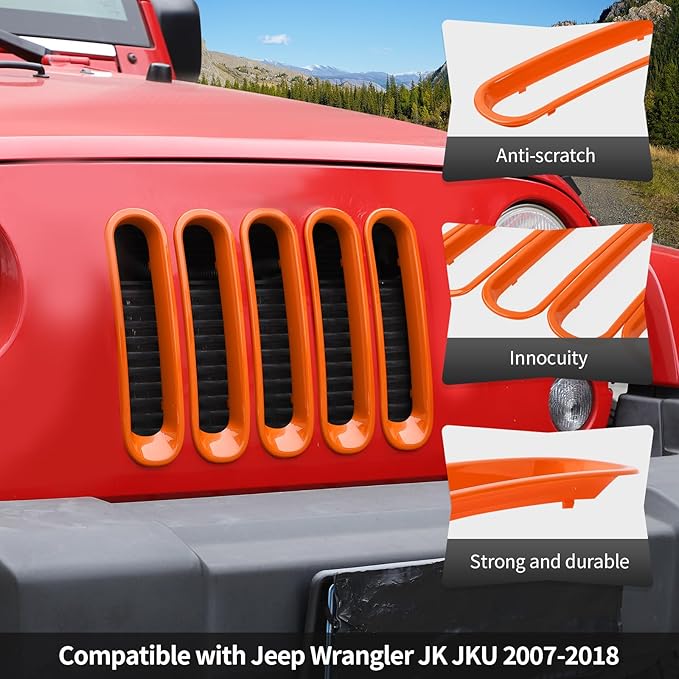JK Grill Inserts Front Grille Mesh no Mesh Cover Guard for Jeep Wrangler JK 2007-2017 Clip-on Grille Accessories