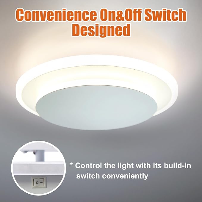 Facon 12V LED RV Ceiling Light & Dinette Light Fixture - 12W 900LM 4000K Cool White RV Interior Light for Camper, Trailer, Motorhome | Sleek Acrylic 12V RV Pendant Light Fixture with Switch