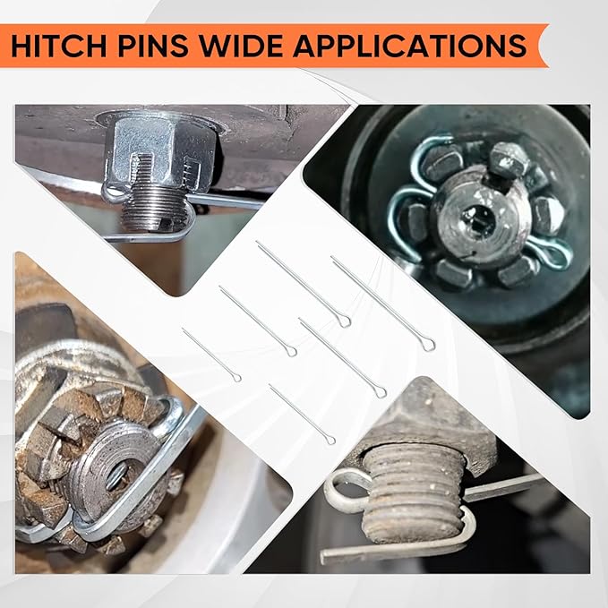 120Pcs Cotter Pins, 6 Sizes Hardware Cotter Pins Clip Assortment Kit - 304 Stainless Steel R Hairpin Cotter Fastener Clip Suitable for Truck and Engine Maintenance, Hanging Needle Lock System