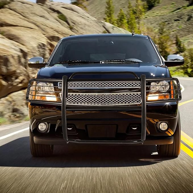 Front Grille Brush Guard Fits for Chevy Suburban 1500 & Tahoe 1500 & Avalanche 1500 (New Body Style) 2007-2014 Steel Bull Bar Push Guard Modular Bumper Protection Black