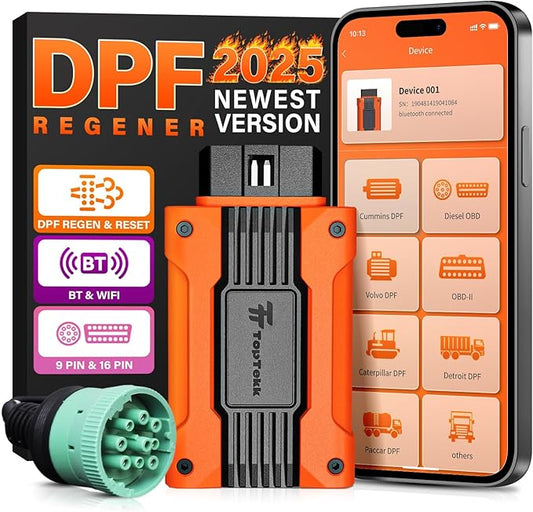 Smart DPF Regeneration Tool, DPF Reset Device for Heavy Duty Trucks, Compatible with Paccar Engines, Real-Time Data Monitoring and Code Reset