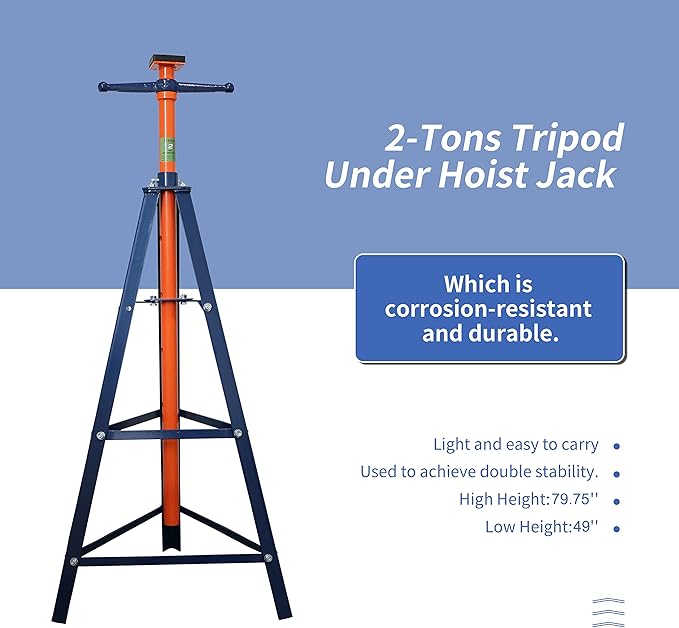 Aain® E335 High-Position 2-Ton Tripod Under Hoist Jack Stand, Underhoist Safety Stand