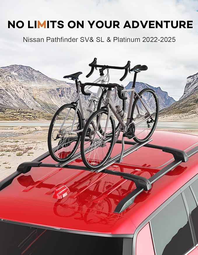 Lockable 300lb Roof Rack Cross Bars Compatible with Nissan Pathfinder 2022 2023 2024 2025 SV SL Platinum with Raised Side Rails, Heavy Duty Aluminum Roof Rails Crossbars
