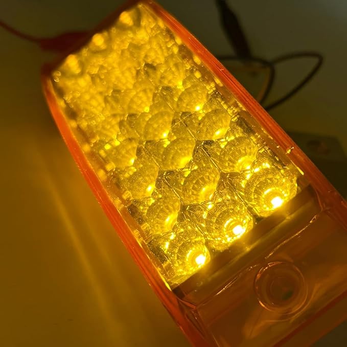 10x Amber + 10x Red 6" 21 LED Side Marker Clearance Light Rectangle 12V Truck Trailer Camper Boat Marine 6x2 Rectangular Surface Mount Sealed and Waterproof Strobe/Turn Functions