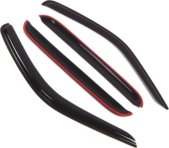 TuningPros Outside Mount Window Vent Visors Rain Guards Compatible with Jeep Liberty 2002-2007 | Side Window Wind Deflectors Rain Shields | Smoke Tinted, 4 Pcs Set, DGWV-273