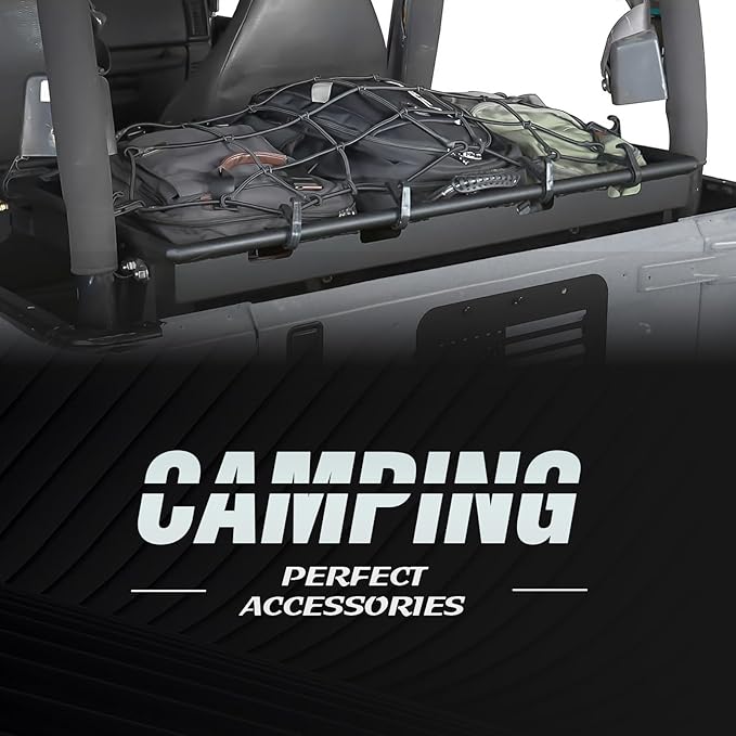 for Wrangler TJ LJ Rear Trunk Cargo Rack Interior Luggage Basket Compatible with 1997-2006 Jeep Wrangler TJ LJ, Inner Cargo Carrier Holder Back Luggage Storage Tray Shelf Stand Organizer, Black