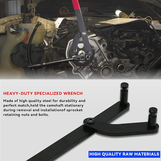 Universal Pulley Holder Camshaft Injection Pump Cam Sprocket Holding Wrench Tool Compatible with Audi, Dodge, Ford, GM, Honda,Mazda,Rover,Toyota,Volvo