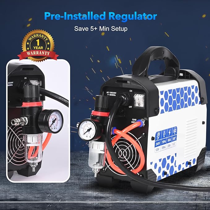 Reboot Plasma Cutter, 2025 Upgraded 60Amps Cutter Machine with 120/240V Dual Voltage DC Inverter IGBT 1/2 Inch Clean Cut for Beginners DIY and Small Business Projects