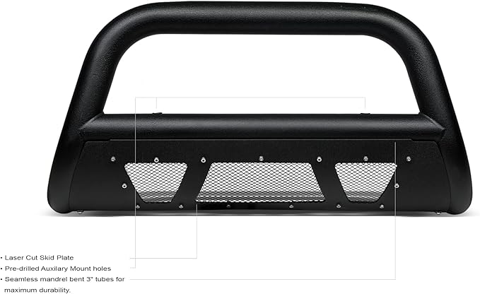 Armordillo 8717486 MS Series Studded Aluminum Mesh Bull Bar - Textured Black Fits 2006-2008 Dodge Ram 1500