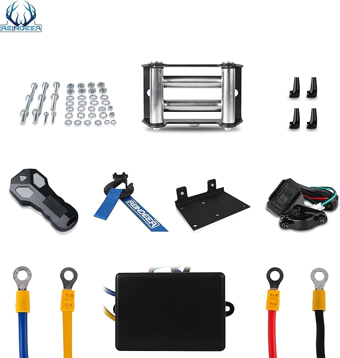 REINDEER New 12V Winch 3000 lb Load Capacity Electric Winch Kit for ATV UTV Steel Cable Wire Rope with Hawse Fairlead Waterproof IP67 with Wireless Remotes