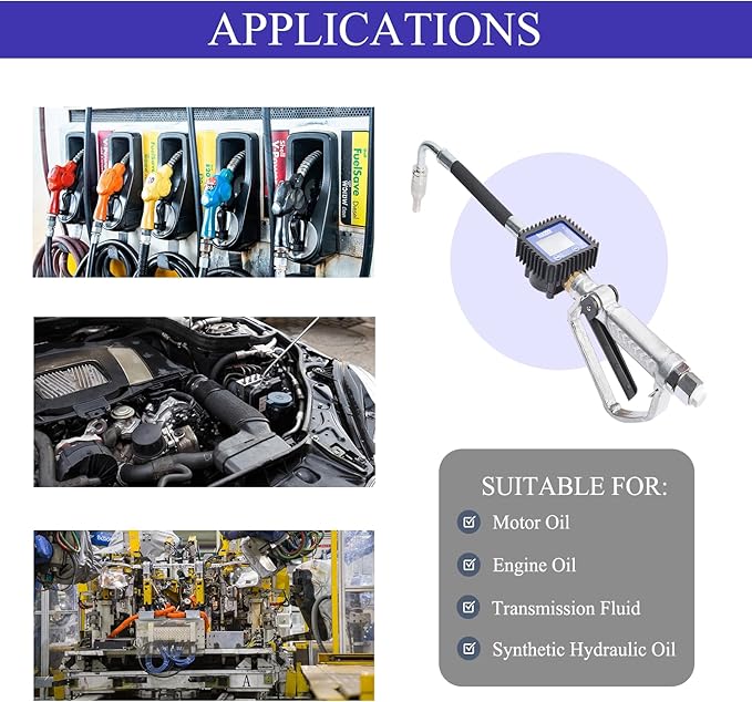 Digital Oil Control Valve Meter Dispenser, with 1/2" NPT Inlet, Digital Oil Control Valve Meter Nozzle Gun, with LCD Display, Air Operated Oil Control Valve Gun, for engine oil etc