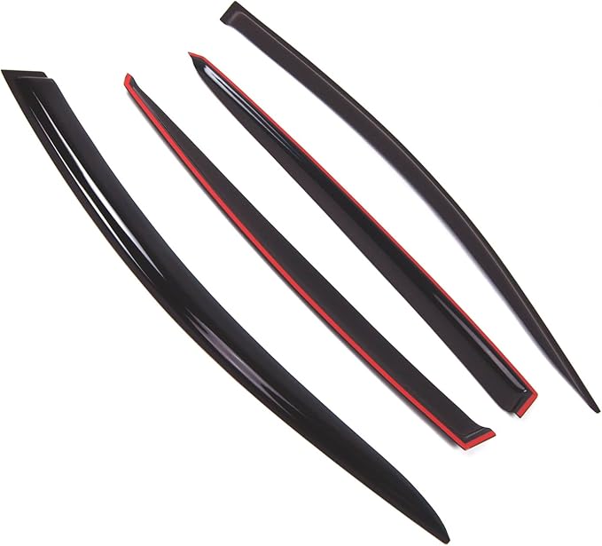 TuningPros Outside Mount Window Vent Visors Rain Guards Compatible with Kia Optima 2010-2015 | Side Window Wind Deflectors Rain Shields | Smoke Tinted, 4 Pcs Set, DGWV-563