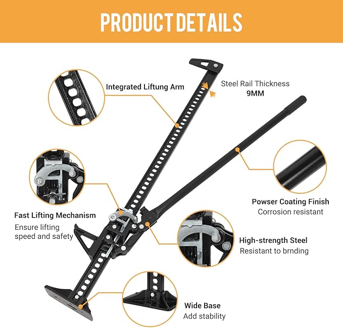 3 Ton Heavy Duty Farm Jack, 7000 Lb Capacity Ratcheting Off Road Utility Farm Jack for ATVs, Utility Vehicles, Off-Road Vehicles, Tractors, Trucks
