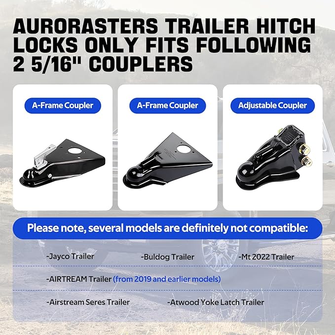 2 5/16 Ball Hitch Lock,Heavy Duty Trailer Tongue Coupler Lock Anti Theft for RV Travel/Utility/Pickup/Boat/Camper Trailer-Blue