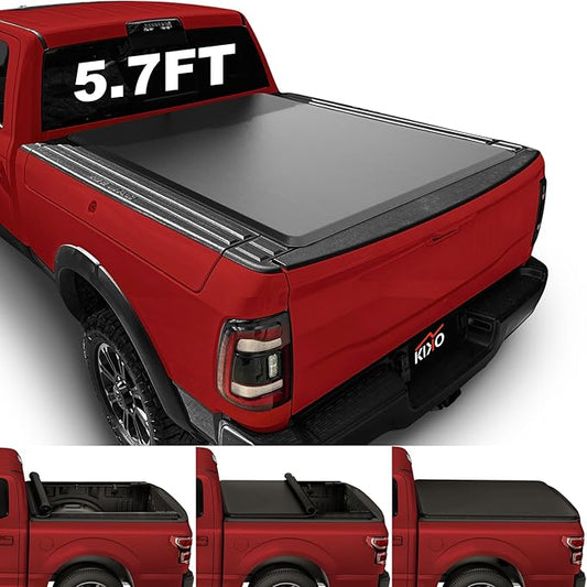Kikito Vinyl Soft Roll-Up Tonneau Cover Truck Bed for 2009-2025 Ram 1500 5.7ft (67.4in) Bed with Rambox
