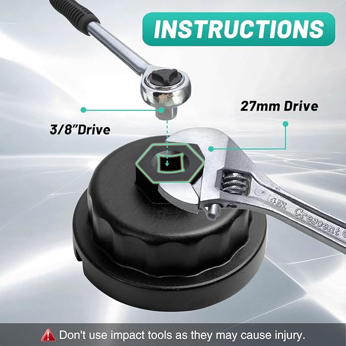 64.5mm Oil Filter Wrench: 15620-31060, 15620-36010, 90915-YZZN1, 04152-YZZA1Oil Filter Removal Tool Compatible with Toyota Camry RAV4 4Runner Tacoma Lexus 2005-2021, 14 Flutes 4 Slots (Black)