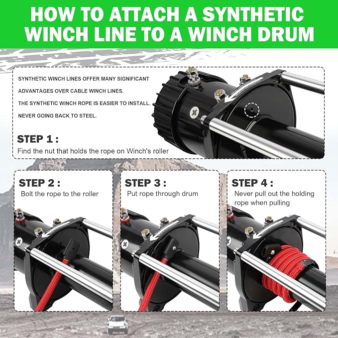 Synthetic Winch Rope, 3/8" x100ft 23809LBS Dyneema Winch Rope 3/8 Heavy Duty Winch Cable with Protective Sleeve Forged Winch Hook for 4WD Off Road Vehicle Truck SUV (Black)