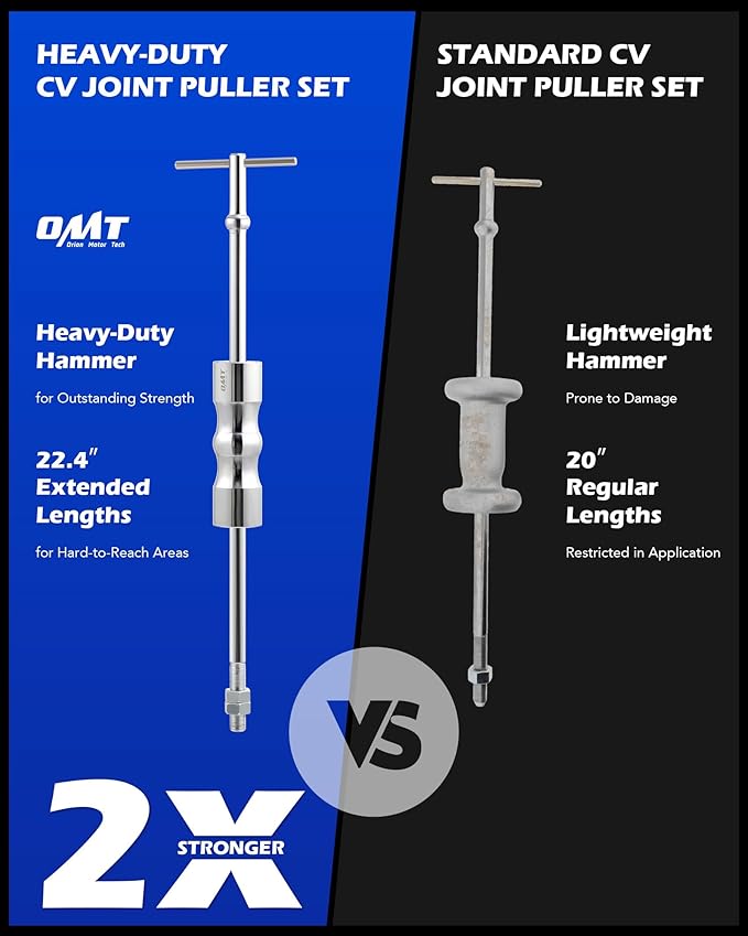 Orion Motor Tech CV Axle Puller Tool with Heavy Duty Slide Hammer, 8 pc CV Joint Removal Tool with 2" and 2.5" CV Joint Fork, CV Axle Removal Tool with Outer CV Joint Adapter Steel Cable Adapter