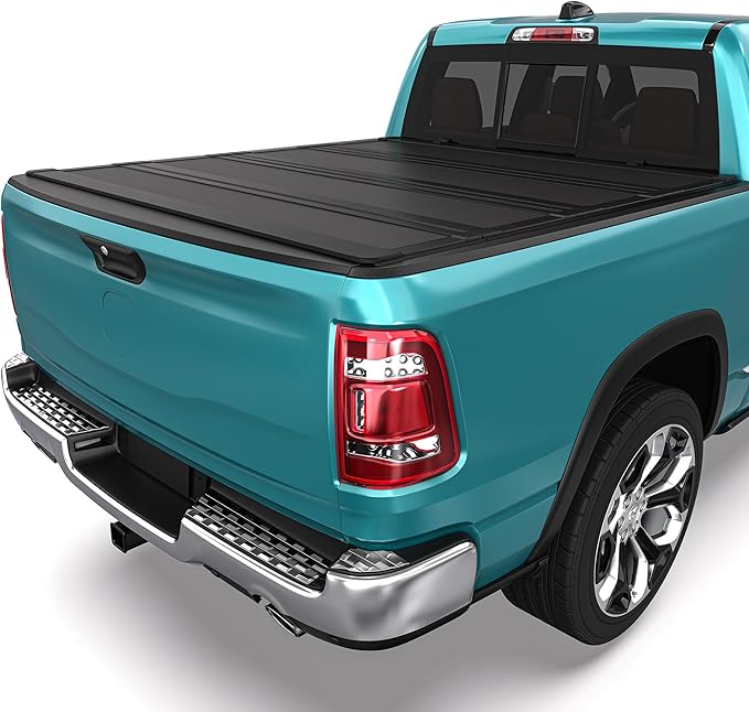 LEDKINGDOMUS Low-Profile Hard Quadfold Truck Bed Tonneau Cover Fits for Dodge Ram 1500 2009-2024, Fit for Dodge Ram 2500 3500 2010-2026 | 6.4ft Bed w/o Ram Box