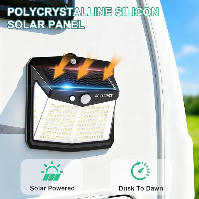 Magnetic Solar Lights, Motion Sensor RV Outdoor Light for Travel Trailer Truck, 270° Wide-Angle Illumination, 3 Mode Settings, Waterproof, 2 Pack