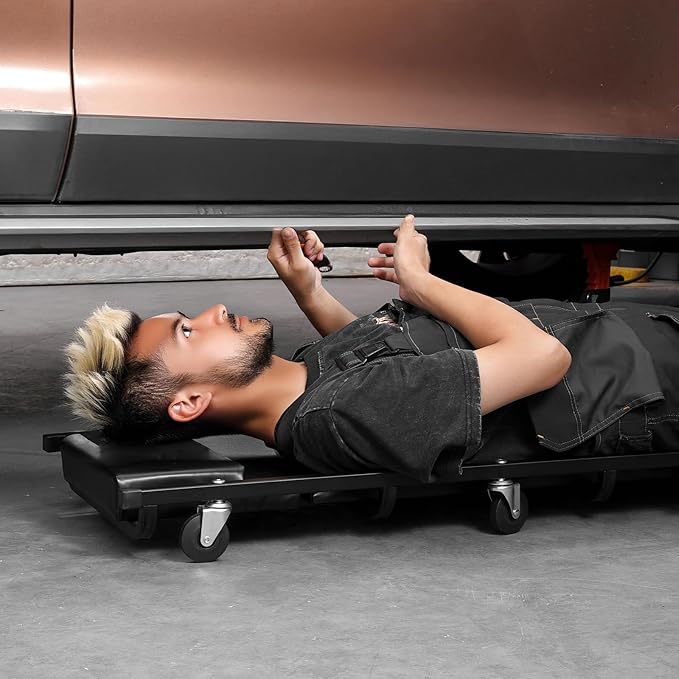 VEVOR Mechanic Garage Creeper, 40-Inch, 300 lbs Capacity Automotive Rolling Creeper with 6 Casters Adjustable Cushioned Headrest, Heavy Duty Steel Frame Low Profile for Garages, Repair Shops, and DIY