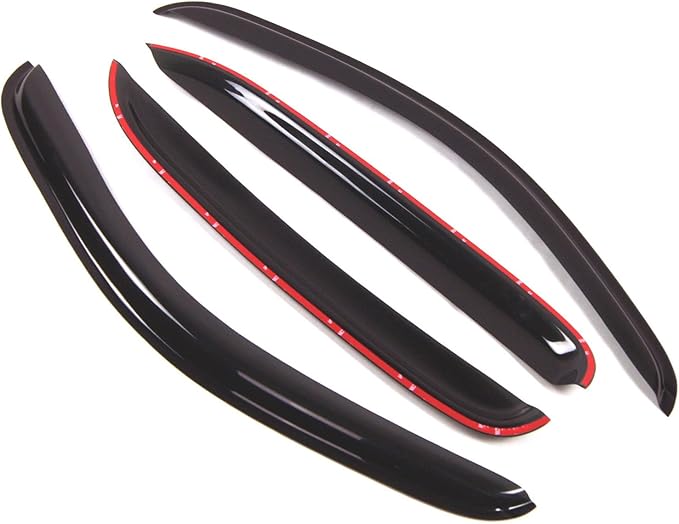 TuningPros Outside Mount Window Vent Visors Rain Guards Compatible with Chevrolet Avalanche 2007-2013 | Side Window Wind Deflectors Rain Shields | Smoke Tinted, 4 Pcs Set, DGWV-053