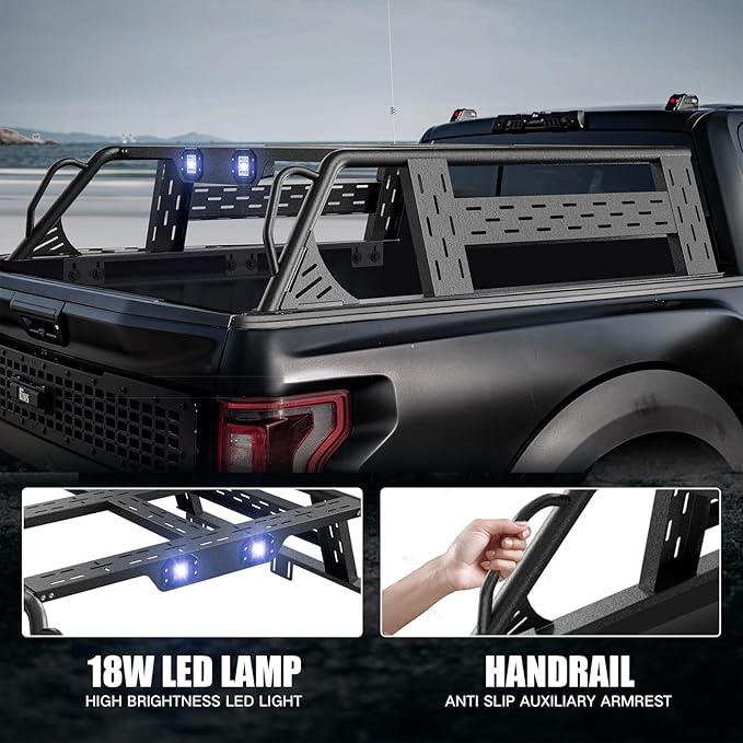 Full Size Truck Bed Rack, Compatible with F150 1992-2024, Roof Top Tent Mount