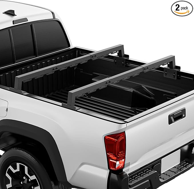 Truck Bed Rack with 2 Cross Bars Cargo Carrier Truck Rack Compatible with Silverado/Sierra/Ram/Ford F-Series/Tacoma/Tundra/Titan/Frontier/Colorado/Canyon/Gladiator JT, Ladder Cargo Rack