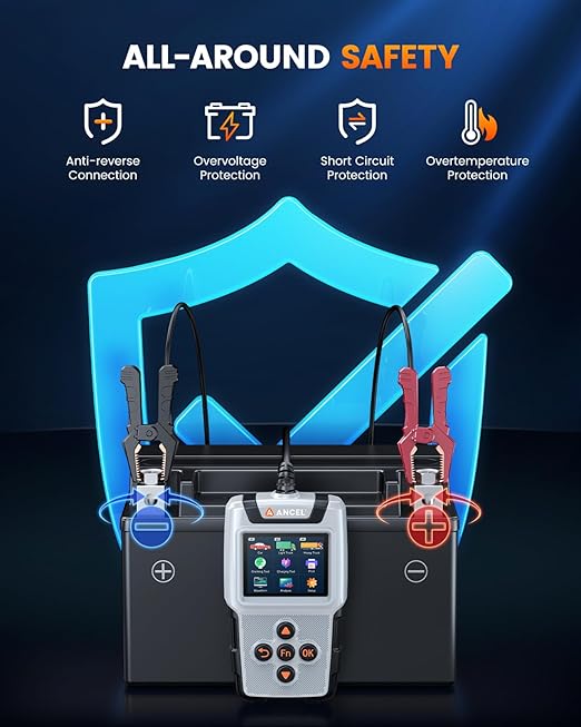 ANCEL BA101 Pro Car Battery Tester 24V 12V with Color Display, Cranking & Charging System Automotive Battery Load Analyzer for Car, Truck, SUV, RV, Boat, Heavy Duty Vehicles