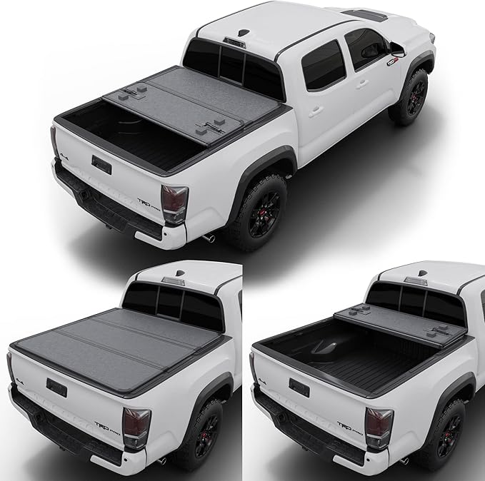 Hard Folding Truck Bed Tonneau Cover |THTF019|Fits 2005-2015 Toyota Tacoma w/OE Track System 5' Bed (60.3")