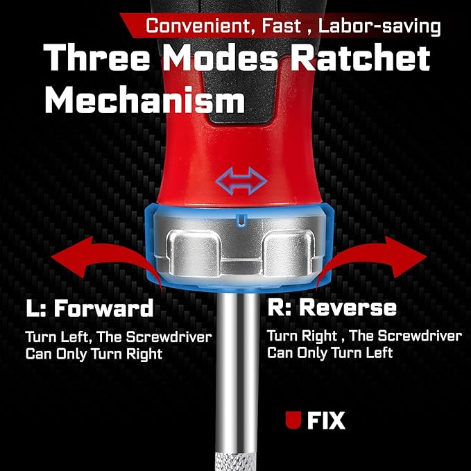12Pieces Ratcheting Screwdriver Set, 12-in-1 Multi-bit Magnetic Screwdriver Quick-Load Mechanism, S2 Steel Phillips, Slotted, Torx, Square Bits, Impact Bit Holder with Eva Foam Storage Tray