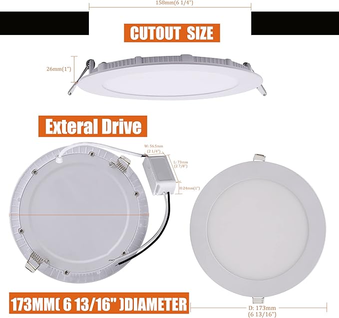 Facon 6.5Inch 12V LED RV Puck Light, 4 Pack Aluminum Slim Recessed Mount Light for RV, Camper, Motorhome, Trailer, Boat