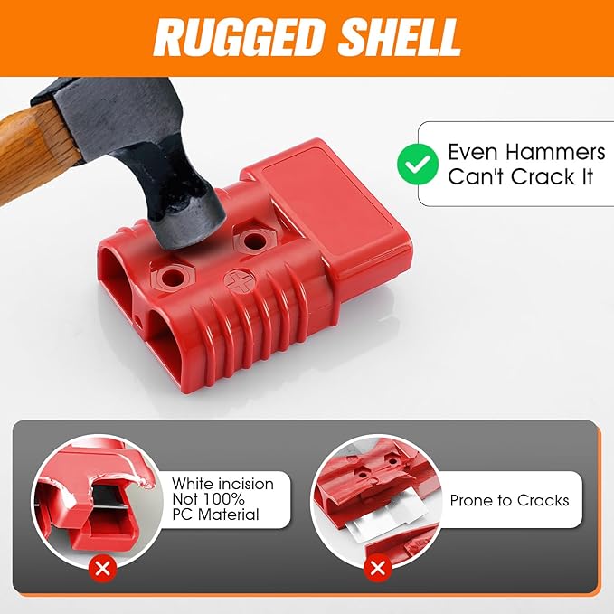 2 Pcs 1/0 Gauge 175 Amp Battery Quick Connect/Disconnect with Handle, Jumper Cable Plug Connector Kit for Recovery Winch, Towing Systems(Red)