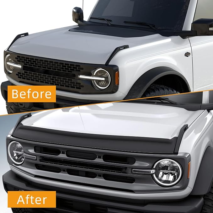 Hood Deflector Hood Protector Fits for Ford Bronco 2021 2022 2023 2024 2025 2/4-Door, Hood Shields Bug Deflector Stone Guard Cover, Black