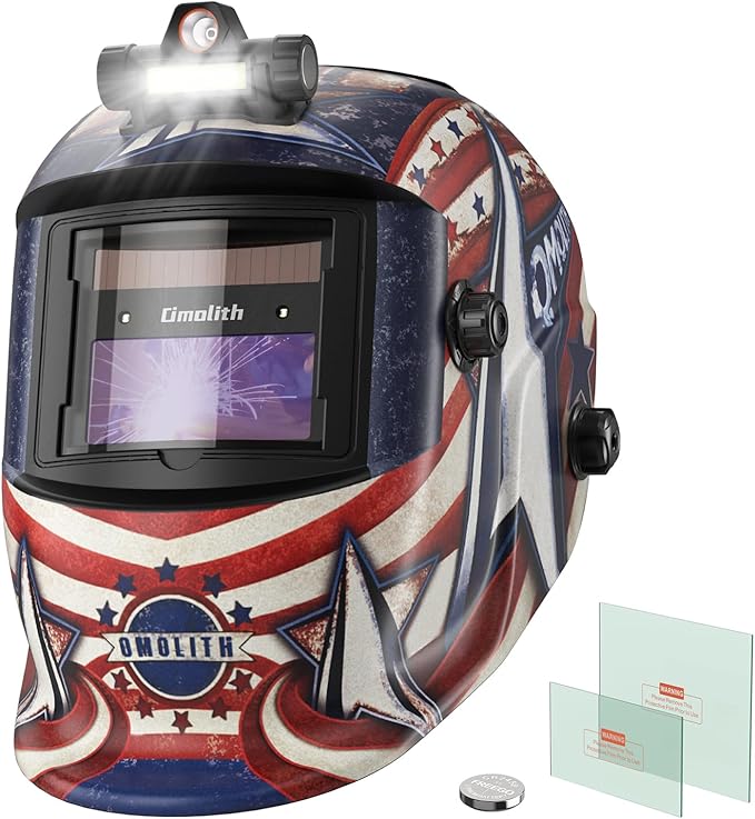 1/1/1/1 True Color Auto Darkening Welding Helmet with light, Solar Powered Wide Shade 4/9-13 for TIG MIG Stick Weld Hood Welding Mask