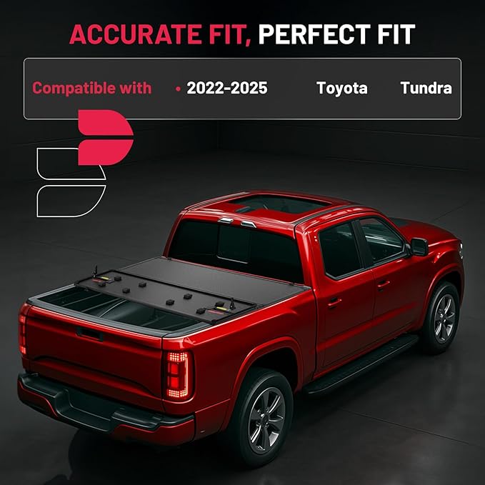 BDFHYK 5.6' FRP Hard Tri-Fold Truck Bed Tonneau Cover Compatible with 2022-2025 Toyota Tundra 5.5 FT (66.7") Bed, Heavy-Duty Lock Cover w/Waterproof, Anti-UV, No-Drill, Anti-Theft