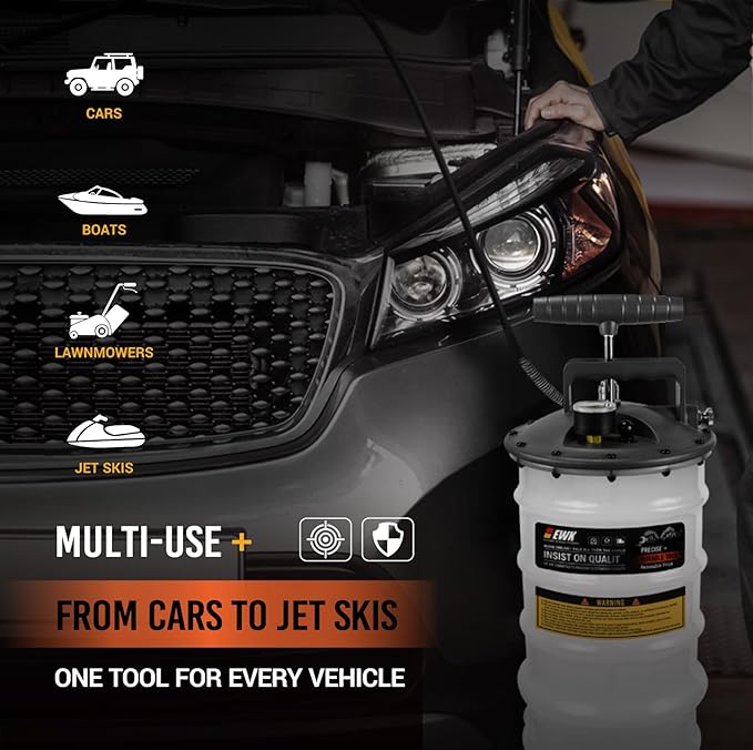 EWK 12L Heavy Duty Manual Oil Extractor/Dispenser Pump, Fluid Vacuum Evacuator with Reinforced Tank for Automotive Oil Change