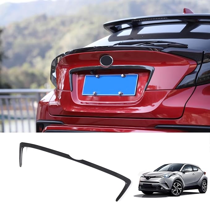 Car Accessories Tail Gate Grille Decoration Protector Guard Plate Fit For Toyota C-HR CHR 2018-2023 Rear Exterior Trunk Streamer Cover Trim Carbon Fiber ABS 1 PC