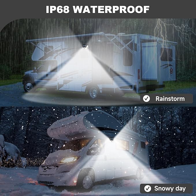 Solar RV Porch Lights | Motion Activated, Strong Magnetic Mount with Adhesive Metal Sheet for Any Material RV | Exterior Lighting for Trailer Awning, Camper Outdoor Accessories (2 Pack)