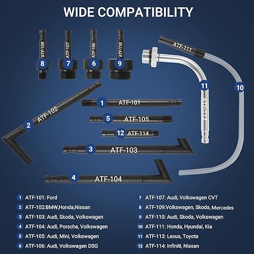 Wayona Transmission Fluid Transfer Pump 3L, 12 ATF Adapters, Manual Automotive Transmission Fill Pump Set Oil Filling Filler System Fluid Transfer Dispenser Pump Tool Kit with Pressure Gauge and Scale