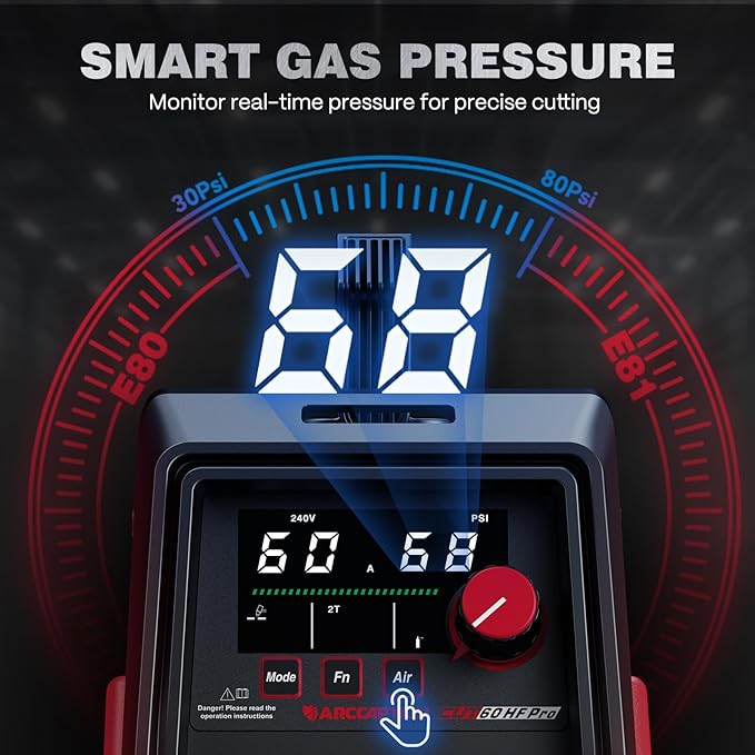 ARCCAPTAIN iControl CUT60 Pro Plasma Cutter, [APP Control] 60Amp Pilot Arc 120/240V Plasma Cutter Machine, Cuts 15/16" Max, Supports Rust Removal & Expanded Metal, LED Display, 2T/4T, PA/PT, MCU 3.0