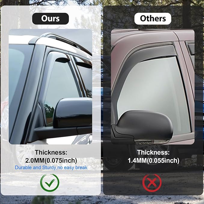 Nilight in Channel Rain Guards for Tacoma 2005 2006 2007 2008 2009 2010 2011 2012 2013 2014 2015 Double Cab Original Window Deflectors, Vent Window Visors-4PCS