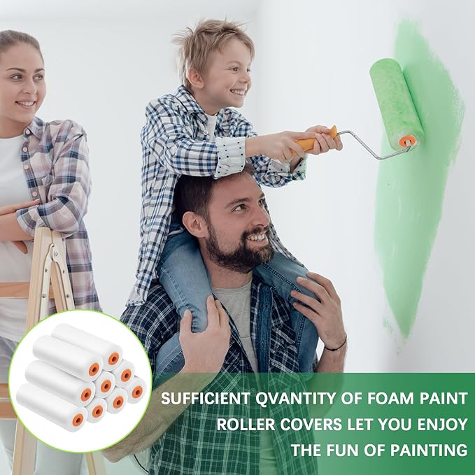 100 Pcs 4 Inch Foam Paint Roller High Density Foam Roller Mini Paint Roller Refills Paint Edger Tool for Walls Brings Smooth Finishes Flat Surfaces