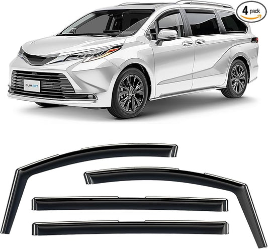 CLIM ART in-Channel Incredibly Durable Rain Guards for Toyota Sienna 2021-2026, Original Window Deflectors, Vent Window Visors, Vent Deflector, 4 pcs. - 410279