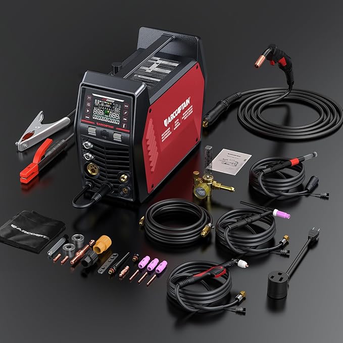 ARCCAPTAIN MIG205MP MIG Welder 9 IN 1 iControl APP Control Plasma Cutter/Pulsed MIG/Flux Core/Spool Gun/DC HF/Lift TIG/Clean/Stick Aluminum Welding Machine 120/240V Dual Voltage Multiprocess Welder